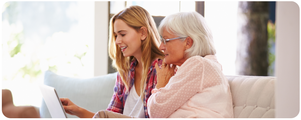 Mother and daughter learning how to create a digital legacy together