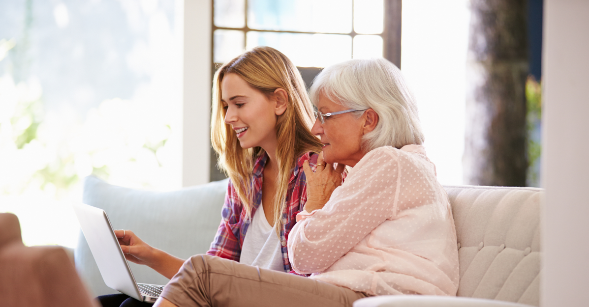 Mother and daughter learning how to create a digital legacy together